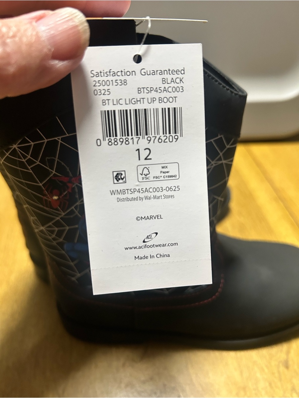 Marvel Black Spider-Man Kids light up Boots with Zipper - Picture 10 of 10